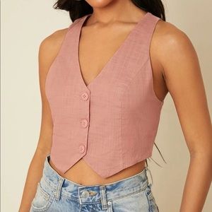 Single Breasted Blazer Vest Pink